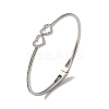 Rack Plating Brass Micro Pave Clear Cubic Zirconia Hollow Double Heart Hinged Bangles BJEW-H616-02P-1