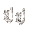 Leaf Brass Micro Pave Clear Cubic Zirconia Hoop Earrings EJEW-H180-29P-4