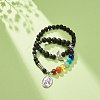 2Pcs 2 Style Style Natural Lava Rock & Mixed Stone & Synthetic Hematite Stretch Bracelets Set BJEW-JB08733-2