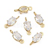 SHEGRACE Brass Pave Cubic Zirconia Oval Connector Charms XGRQ2O331-437A-G-2