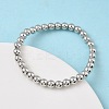 Brass Round Beaded Stretch Bracelets for Men Women BJEW-B148-05D-P-2