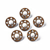 Donut with Flower Walnut Wood Stud Earrings with 316 Stainless Steel Pin for Women LS-X-EJEW-N017-007-1