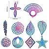 20Pcs 10 Style PVD Vacuum Plating 201 Stainless Steel Filigree Pendants STAS-SZ0001-79-2