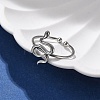 Snake 304 Stainless Steel Open Cuff Ring for Women RJEW-M049-02P-1
