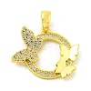 Brass Micro Pave Clear Cubic Zirconia Pendants KK-P263-03C-G-1