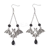 Halloween Bat Tibetan Style Alloy Dangle Earrings EJEW-TA00721-2