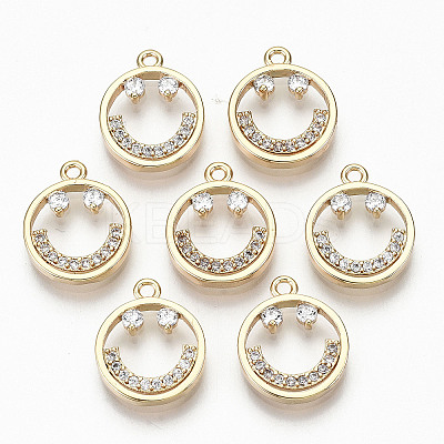 Brass Micro Pave Clear Cubic Zirconia Charms RJEW-T063-62G-NF-1