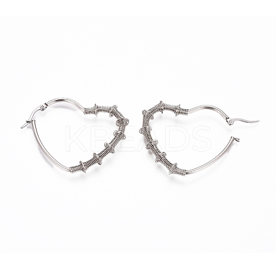 Non-Tarnish Long-Lasting Plated 304 Stainless Steel Wire Wrapped Hoop Earrings LS-EJEW-D250-01B-P-1