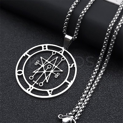 201 Stainless Steel Demonic Symbol Pentagram Pendant Necklaces FS-WG4F203-01-1