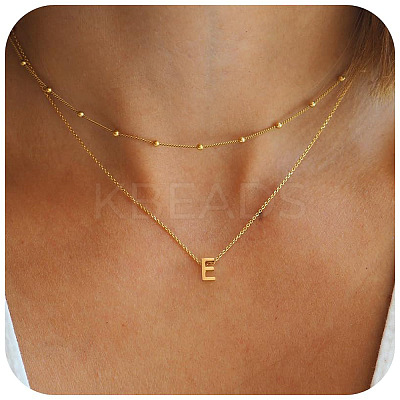 Bohemian Style Stainless Steel Double Layer Initial Pendant Necklaces FS-WGDC616-05-1