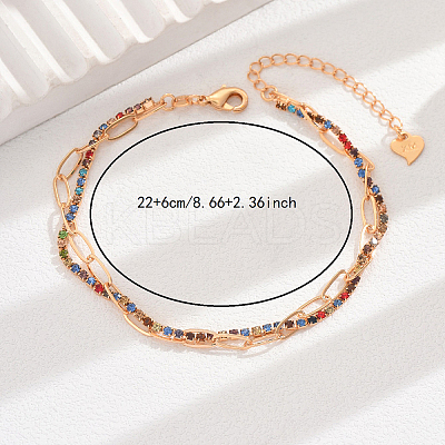 Brass Colorful Rhinestone Foot Chain Abjkets for Women's Banquet Beach Vacation HM6041-1