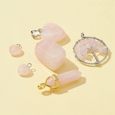 5 Styles Natural Rose Quartz Pendants G-FS0002-46-1