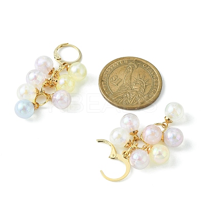 Acrylic Round Cluster Dangle Leverback Earrings EJEW-JE05283-1