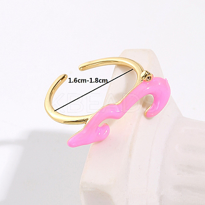 Cloud Shape Real 18K Gold Plated Brass Micro Pave Cubic Zirconia Open Cuff Rings KX3532-1-1
