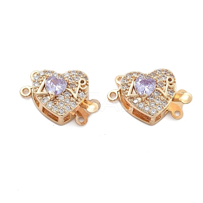 Brass Micro Pave Cubic Zirconia Box Clasps KK-B125-07G-02-1