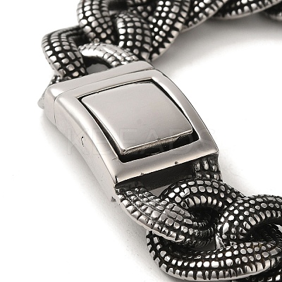 304 Stainless Steel Cuban Link Chain Bracelets for Women Men BJEW-Q341-06C-AS-1