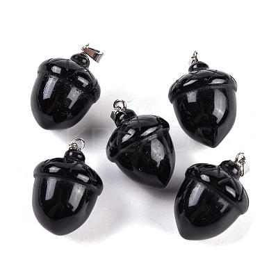 Natural Obsidian Pendants G-Q172-08P-02-1