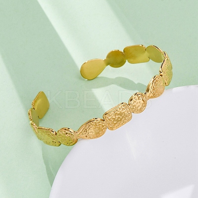 304 Stainless Steel Cuff Bangles for Women BJEW-F491-01G-02-1
