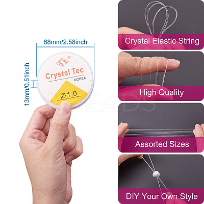 12Roll 6 Style Round Crystal Elastic Stretch Thread EW-YS0001-01-1