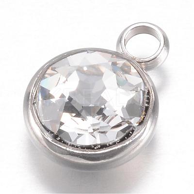 304 Stainless Steel Glass Rhinestone Charms STAS-G082-09-1