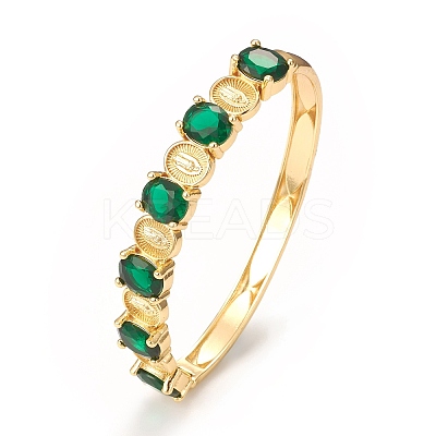 Rack Plating Virgin Mary Brass Bangles with Micro Pave Cubic Zirconia BJEW-E071-03G-1