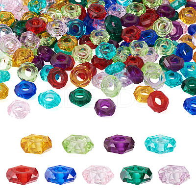 180Pcs 9 Colors Transparent Resin European Beads RPDL-MP0001-02-1