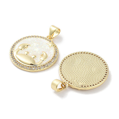 Brass Micro Pave Clear Cubic Zirconia Pendants KK-L213-010G-10-1