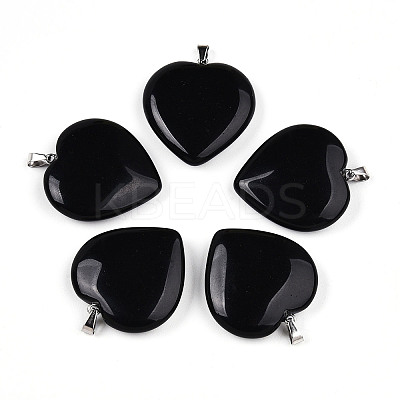 Natural Obsidian Pendants G-S364-006F-1