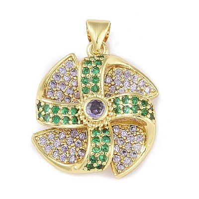 Rack Plating Brass Micro Pave Cubic Zirconia Pendants KK-K341-49G-02-1
