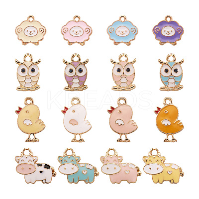 32Pcs 4 Style Alloy Enamel Pendants ENAM-BT0001-14-1