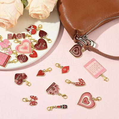12Pcs 12 Styles Alloy Enamel Pendant Decorations HJEW-FS00078-03-1