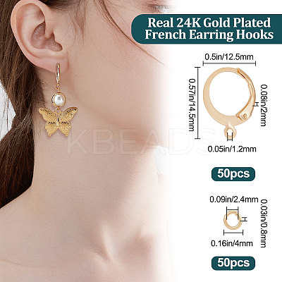 50Pcs 304 Stainless Steel Leverback Earring Findings STAS-BBC0002-17-1