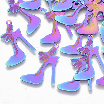 Ion Plating(IP) 304 Stainless Steel Stilettos Filigree Pendants X-STAS-R102-03-1