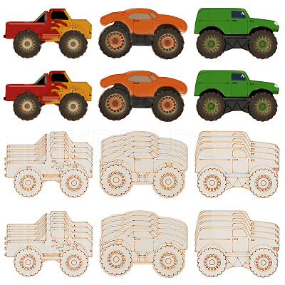 30Pcs 3 Styles Car Unfinished Wood Cutouts Decoration DIY-WH20011-62-1