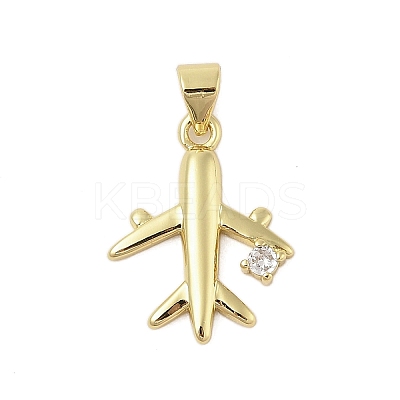 Plane Rack Plating Brass Micro Pave Cubic Zirconia Pendants KK-Z074-20G-1