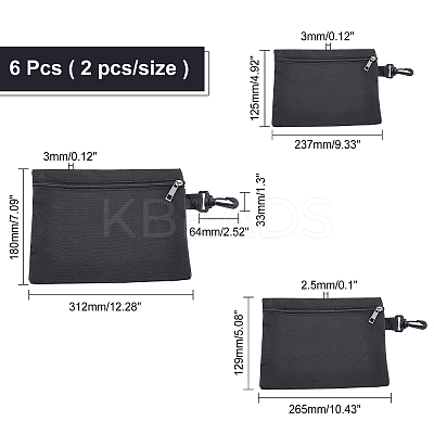 6Pcs 3 Style Oxford Cloth PVC Waterproof Coating Bag AJEW-NB0002-41-1