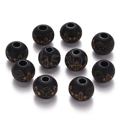 Painted Natural Wood Beads X-WOOD-N006-03A-10-1
