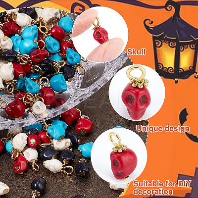 160Pcs 4 Colors Dyed Synthetic Turquoise Charms G-FH0001-76-1