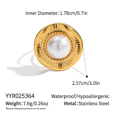 304 Stainless Steel Round Cuff Rings for Women BT6282-2-1