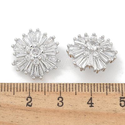 Rack Plating Brass Micro Pave Clear Cubic Zirconia Buttons KK-K293-14P-1