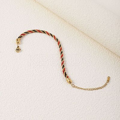 Twisted Nylon Cord Bracelets for Women BJEW-V007-01G-02-1