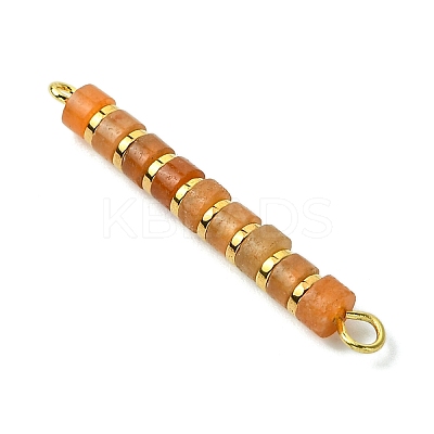 Natural Red Aventurine & Electroplated Synthetic Non-magnetic Hematite Heishi Connector Charms PALLOY-JF03291-01-1