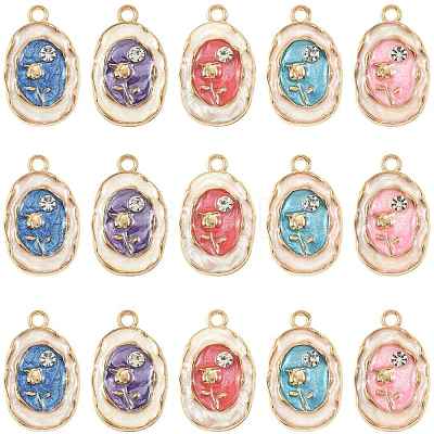 24Pcs Alloy Enamel Pendants ENAM-FS0004-50-1