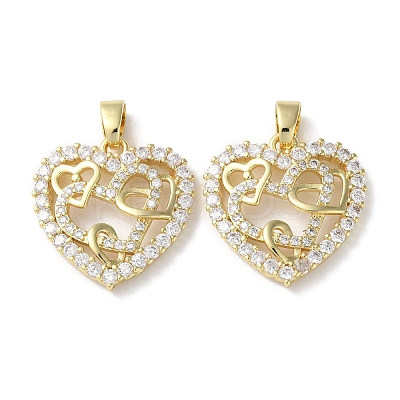 Rack Plating Brass Micro Pave Cubic Zirconia Pendants KK-K340-04G-1