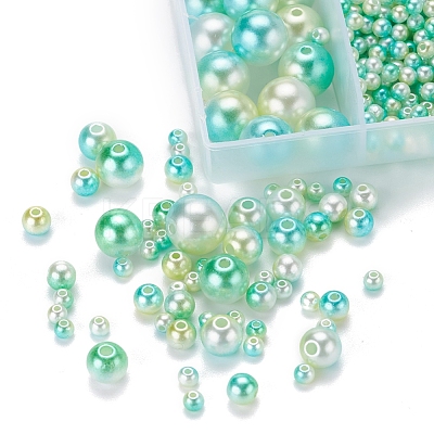 497Pcs 5 Style Rainbow ABS Plastic Imitation Pearl Beads OACR-YW0001-07E-1