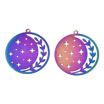Ion Plating(IP) 201 Stainless Steel Filigree Pendants STAS-S118-022-1
