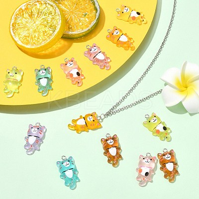 70Pcs 7 Colors Luminous Transparent Resin Pendants FIND-CJ0004-53-1