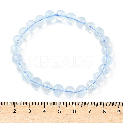 Natural Aquamarine Round Bead Stretch Bracelets for Men Women BJEW-U034-01C-03-1