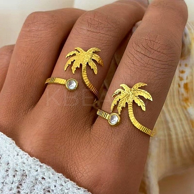304 Stainless Steel Cuff Rings for Women RJEW-F193-04G-1