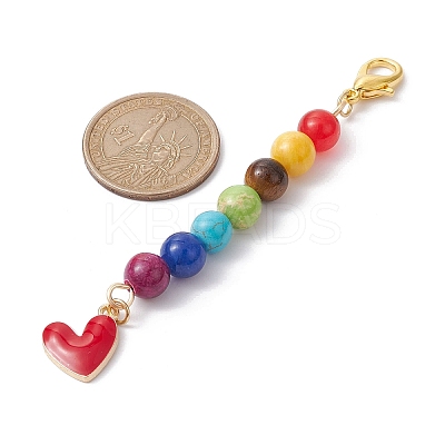 Alloy Enamel Heart Pendant Decorations HJEW-JM01507-02-1